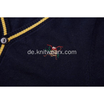 Jungen Strickjacke mit kontrastfarbener Logo-Stickerei und Tasche